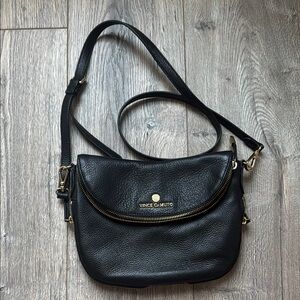 Vince Camuto Black Pebbled Leather Crossbody Bag
